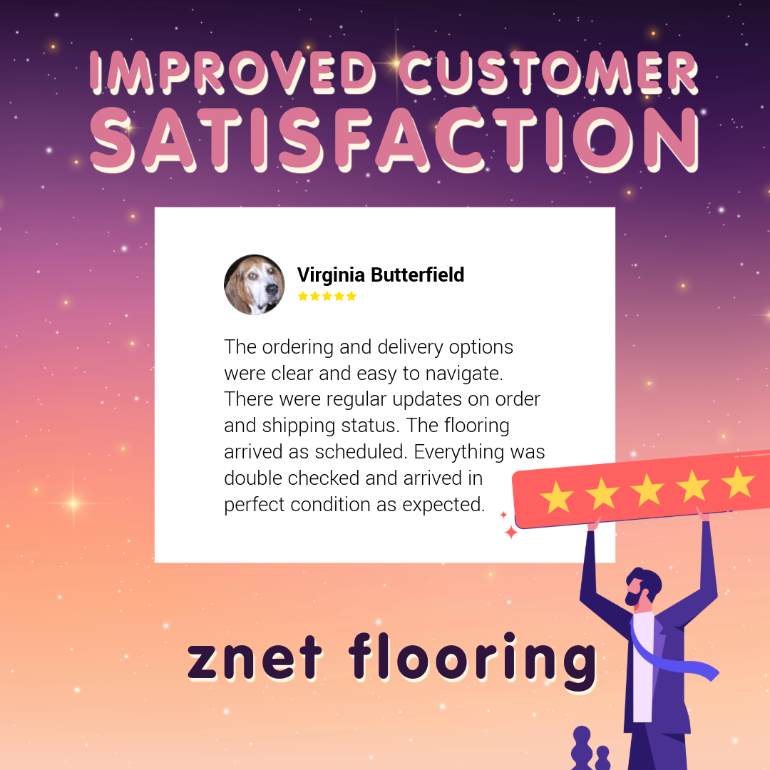 Customer satisfaction graphic with a review